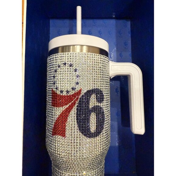NBA BLING Philadelphia 76ers Spillproof 40 Ounce Hydrapeak Insulated Tumbler NIB - Picture 1 of 11